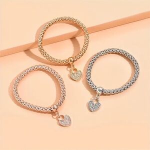 Gold Silver Bronze Bracelet Set